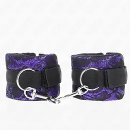 KINK Velvet i cipkane lisice za ruke Najlon vez Ljubicasto/Crne 23x6.5cm
