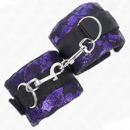 KINK Velvet i cipkane lisice za ruke Najlon vez Ljubicasto/Crne 23x6.5cm