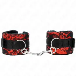 KINK Velvet i cipkane lisice za ruke Crveno/Crne 23x6.5cm Podesiv sistem