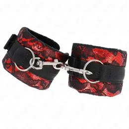 KINK Velvet i cipkane lisice za ruke Crveno/Crne 23x6.5cm Podesiv sistem