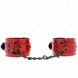 KINK Tamno crvene kozne lisice za ruke 23x5 cm Podesiv sistem udobnosti