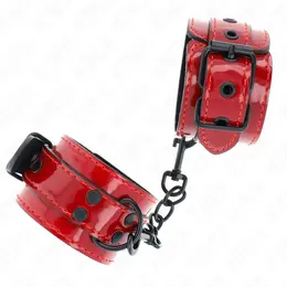KINK Tamno crvene kozne lisice za ruke 23x5 cm Podesiv sistem udobnosti