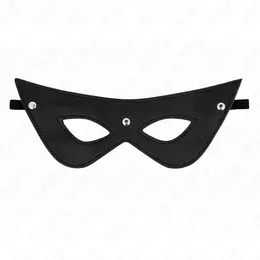KINK 3 Rivets Eye Mask - Black Vegan Leather, Adjustable, 24x9cm