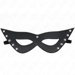 KINK 5 zakivaka Mask za oci Crna veganska koza 28x8cm Podesiva traka
