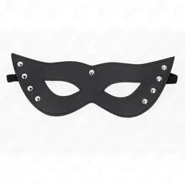 KINK 4 zakivaka Mask za oci Crna veganska koza 28x8 cm Podesiva traka