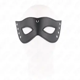 KINK 4 zakivaka Mask za oci Crna veganska koza 28x8 cm Podesiva traka