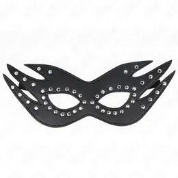 KINK Mask od imitacije koze sa zakivcima Model 3 Elegantna crna 26x9.5 cm