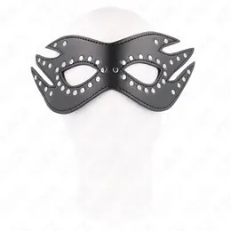 KINK Mask od imitacije koze sa zakivcima Model 3 Elegantna crna 26x9.5 cm