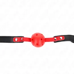 KINK Crveni Šuplji Silikonski Kuglasti Gag 4cm sa Podesivom Crnom Trakom 37-52cm