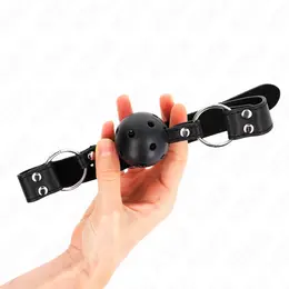 KINK Prozračni Kuglasti Gag 4cm Dvostruki Rivet Crni Podesiv 42-58cm