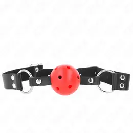 KINK Prozračni Kuglasti Gag 4cm Dvostruki Rivet Podesiv Crveni 42-58cm