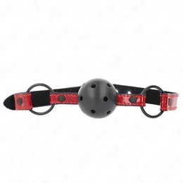 KINK Sjajni Kožni Kuglasti Gag 4.5cm - Podesiva Veganska Traka, Crna