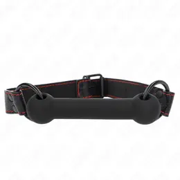 KINK Bone-Shaped Gag with Adjustable Vegan Leather Strap Black 41-57cm