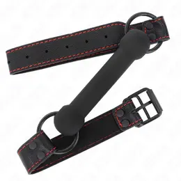 KINK Bone-Shaped Gag with Adjustable Vegan Leather Strap Black 41-57cm