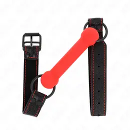 KINK Bone Gag Crveni sa podesivim kaišem od veganske kože 41-57 cm
