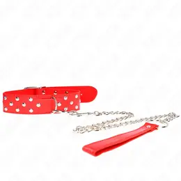 KINK Ogrlica sa zakovicama Crvena podesiva 36-50 cm sa D-ring akcentom