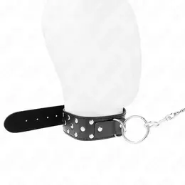 KINK Ring Rivet Podesiva kožna ogrlica 65 cm Crna 36-50 cm