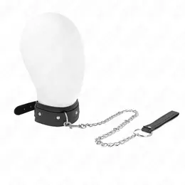 KINK Podesiva ogrlica sa povodcem 65cm - Crna, 38-49cm, Metalni ring