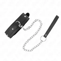 KINK Podesiva ogrlica sa povodcem 65cm - Crna, 38-49cm, Metalni ring