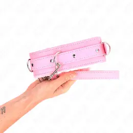 KINK Collar & Leash Set Pink 65cm - Adjustable Vegan Leather, 36-42cm