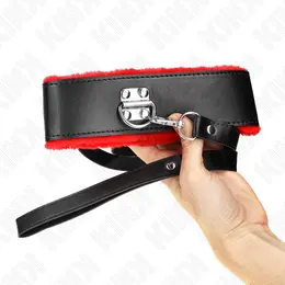 KINK Podesiva crvena kožna ogrlica i povodac set 116 cm, 40-48x6 cm