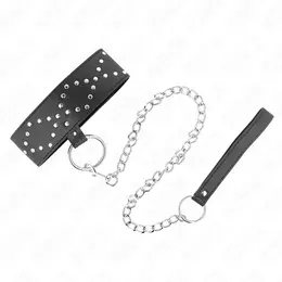 KINK Set ogrlice i povodca Model 3 Podesivi 36-43 cm Srebrni klikeri Crna