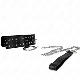 KINK Set ogrlice i povodca Model 1 Podesivi srebrni klikeri Crna 36-43cm