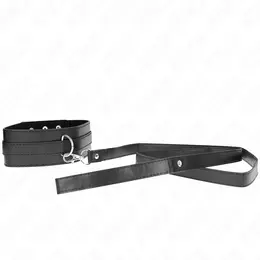 KINK Podesiva ogrlica sa povodcem 116cm Crna Model 1 - Veganska koža
