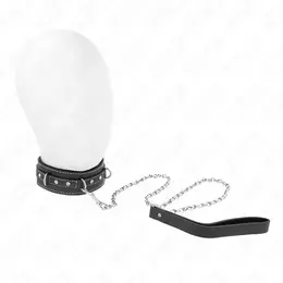 KINK PVC kožna ogrlica sa rhinestone zakovicama 41.5x4cm + povodac 105cm