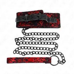 KINK Set ogrlice od prave kože sa čipkom i povodca 105 cm - Elegantna crna
