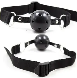 OHMAMA Black Breathable Ball Gag - Adjustable Fabric Strap, 4.5cm