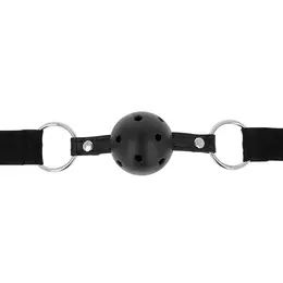 OHMAMA Black Breathable Ball Gag - Adjustable Fabric Strap, 4.5cm
