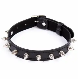 Ohmama Fetish Adjustable Punk Collar with Spikes, Black, Universal Size