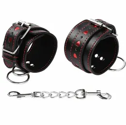 OHMAMA Heart-Detail Adjustable Faux Leather Handcuffs, Universal Size