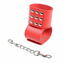 OHMAMA Crvene podesive lisice sa kopčom - PVC i metalni lanac