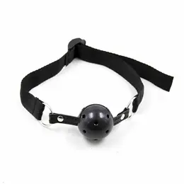 OHMAMA Adjustable Nylon Strip Gag with PVC Ball 4.5cm - Black