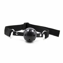 OHMAMA Adjustable Nylon Strip Gag with PVC Ball 4.5cm - Black