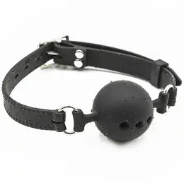 OHMAMA Silicone Breathable Ball Gag L - Adjustable, Vented, Black