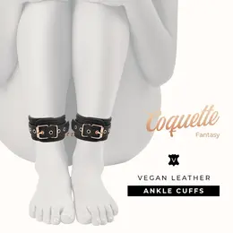 Coquette Chic Desire Fantasy Vegan Leather Ankle Cuffs with Neoprene Lining