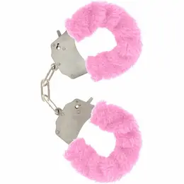 TOYJOY Krzneno-zabavne lisice Roze - Plišane čelične lisice za ručne zglobove