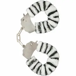 TOYJOY Krzneno-zabavne lisice Zebra - Mekani plišani sistem za vezivanje ručnih zglobova