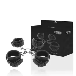 Fetish Submissive Set - Podesivi okovi za ruke i skočne zglobove, podstavljeni neoprenom