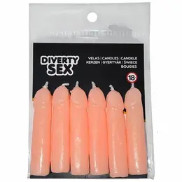 Diablo Picante Party Candle Set 6pcs - Flesh Tone, Unique Shape, Wax Decor