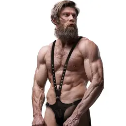 Fetish Submissive Attitude muški podesivi V-oblika pojas od eko kože