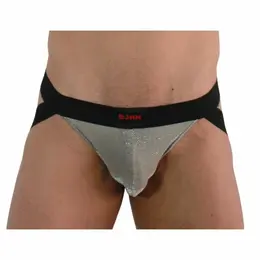 BURN Jockstrap SHINY BEIGE/BLACK XL - Prozračan elastičan moderan dizajn