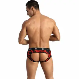 ANAIS Men Savage Jock Bikini M - Red Microfiber Animal Print