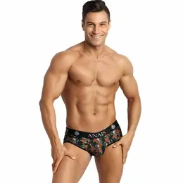 Anais Men Power Jock Bikini M - Open Back, Rose & Skull Print, Modal Blend