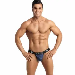 ANAIS MEN Naval Jock Strap L Navy Blue, High-Quality Tulle, Satin Stripes