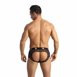 Anais Men Chill Jock Bikini XL - Crna Mreža sa Printom Palmi, Otvorena Leđa