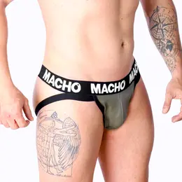 Macho MX27GR Jockstrap Veštačka Koža Sivo Bež Veličina S
